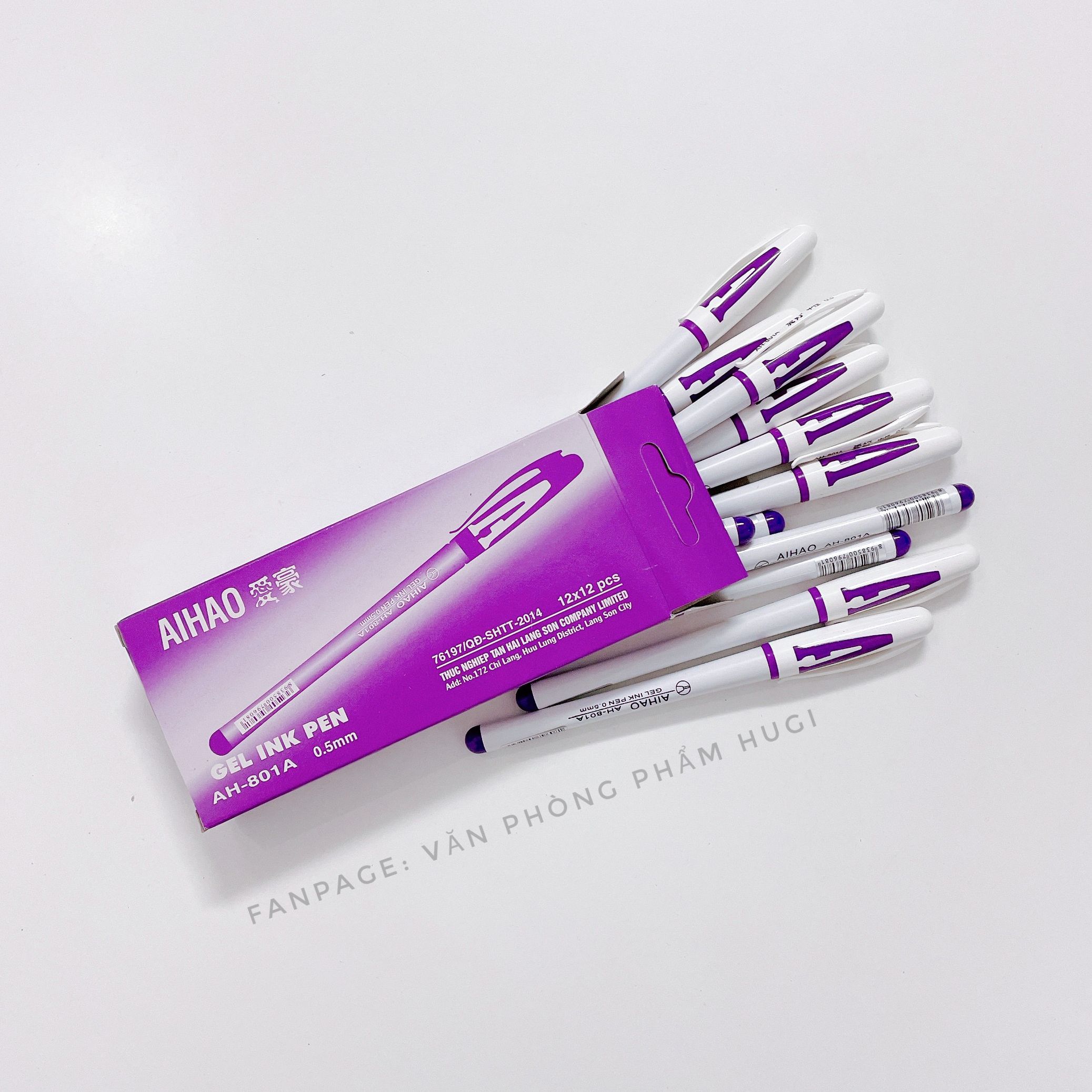 Hộp 12 cây bút chữ A mực xanh/tím/đỏ/đen cho học sinh