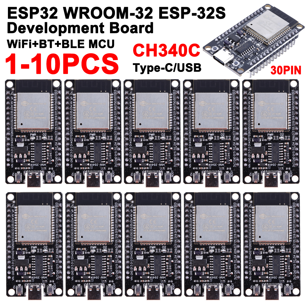 1-10pcs ESP32 WROOM-32 ban phát triển 5V ch340cCP2102 WIFI BT tiêu thụ điện năng cực thấp SPI Flash 32Mbits mô-đun không dây