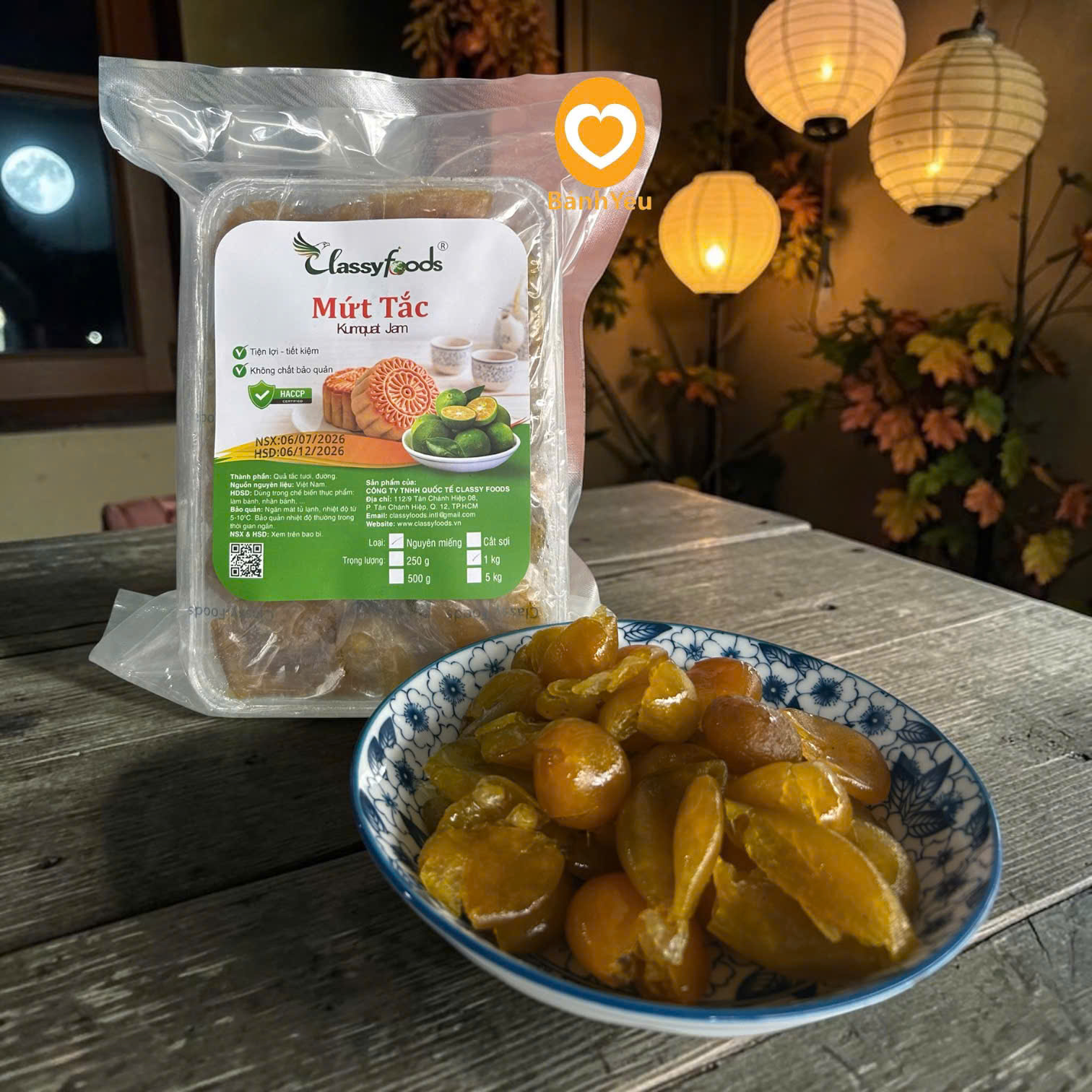 Mứt Tắc ClassyFoods Nguyên Miếng 1kg – Nguyên Liệu Làm Bánh Trung Thu