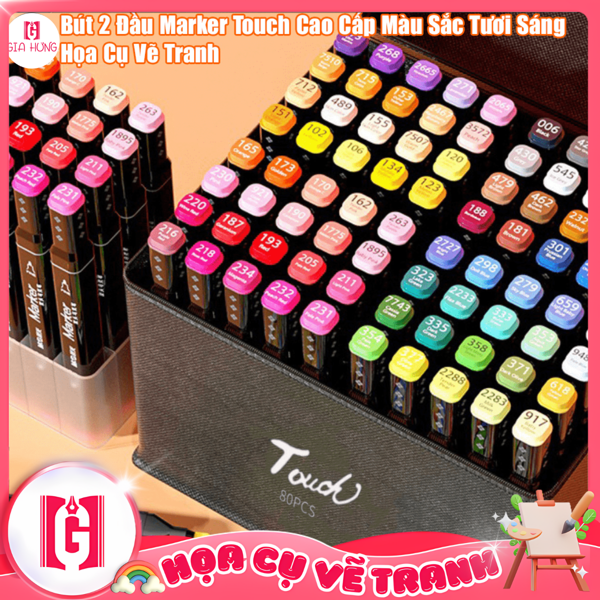 Set 12-80 Màu Marker Touch Bút Lông Màu Nước Hai Đầu Cao Cấp - Vẽ Tranh Anime, Manga Blend Màu Tốt Cho Học Sinh / Văn Phòng