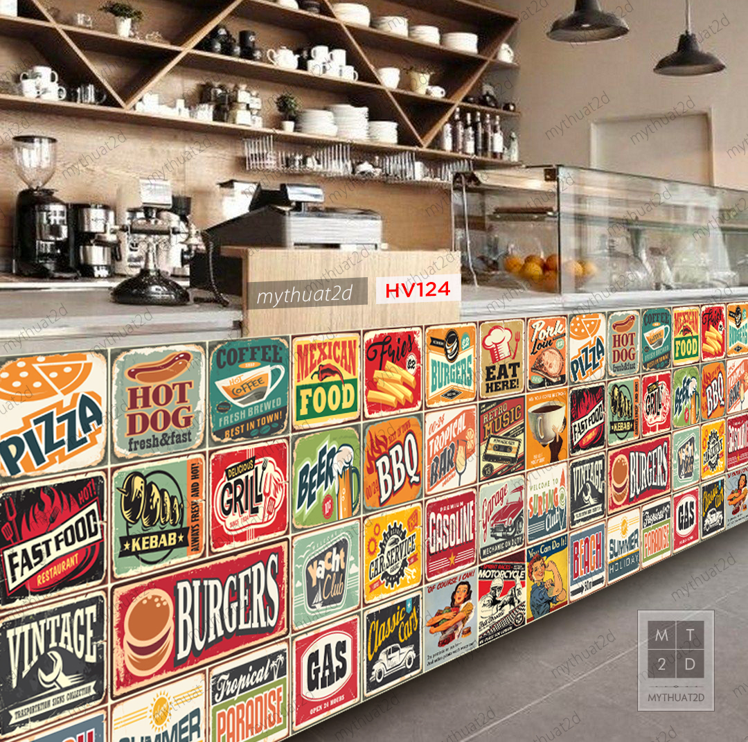 Decal gạch bông trang trí dán bếp dán tường, quầy bar, tủ kệ - mã HV124