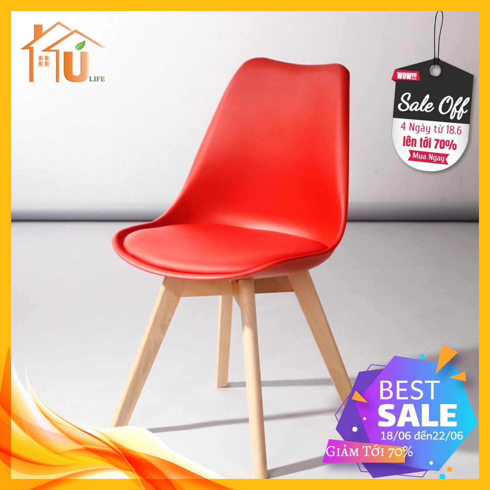 Ghế Eames chân gỗ sồi lưng nhựa lót đệm , nhập khẩu trực tiếp , ghế cafe , ghế ăn hiện đại , ghế văn phòng , Mẫu mới 2022