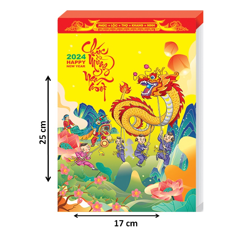 Lịch Bloc 2024 - Bloc lịch đại, kích thước 17 x 25 cm – Lịch rời Không bìa
