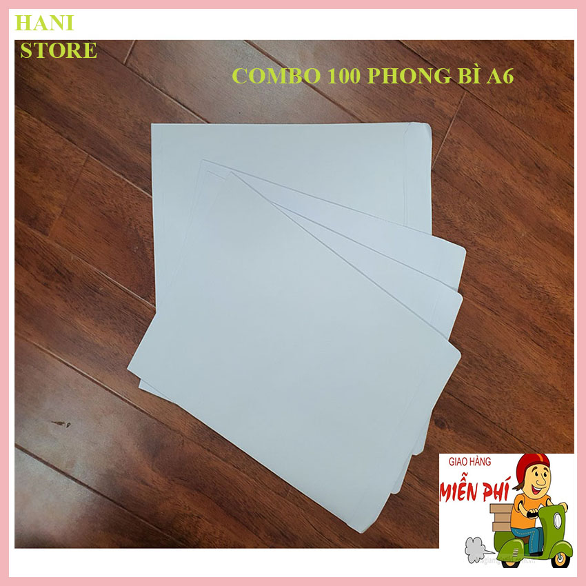 Combo 100 phong bì thư bao thư khổ a5, a6 hani store pm01 màu trắng dùng trong văn phòng