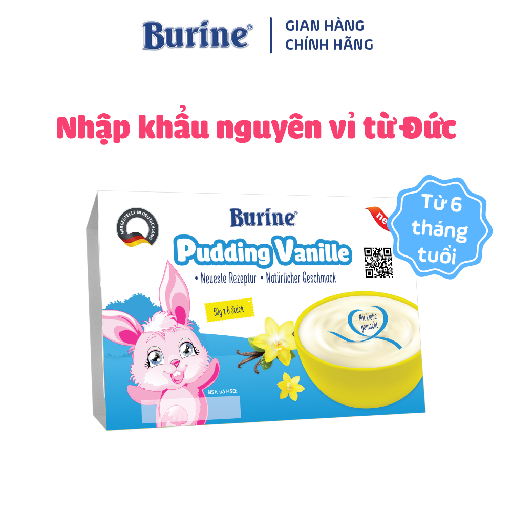 Pudding ăn dặm cho bé Burine vị vani - Nhập khẩu Đức dành cho trẻ từ 6 tháng tuổi