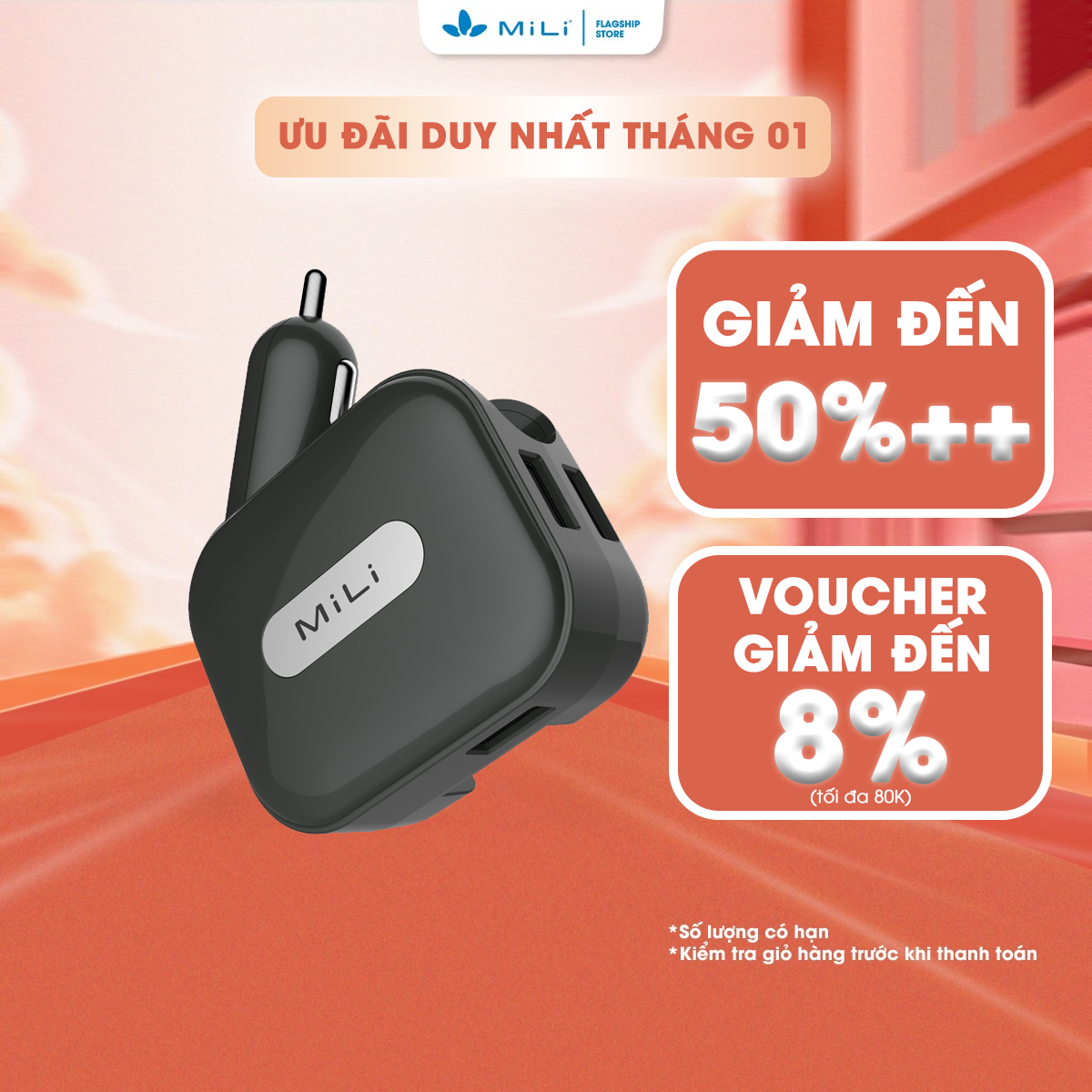 Cốc sạc đa năng MiLi Universal, 3 chấu sạc thay đổi, tiện lợi, thoải mái - HC-U20-CGY