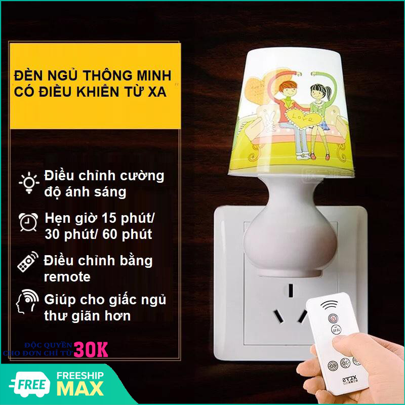 Đèn ngủ dễ thương 9 cấp độ có điều khiển từ xa cao cấp, đèn ngủ thông minh, Đèn Ngủ Có Điều Khiển Kiểu, Đèn Ngủ Kiêm Đèn Bắt Muỗi (Chọn Phân Loại)