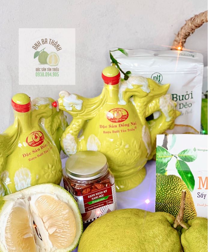 Nước Bưởi lên men Tân Triều - 1 Cặp sứ Bát Tràng hình Long Phụng