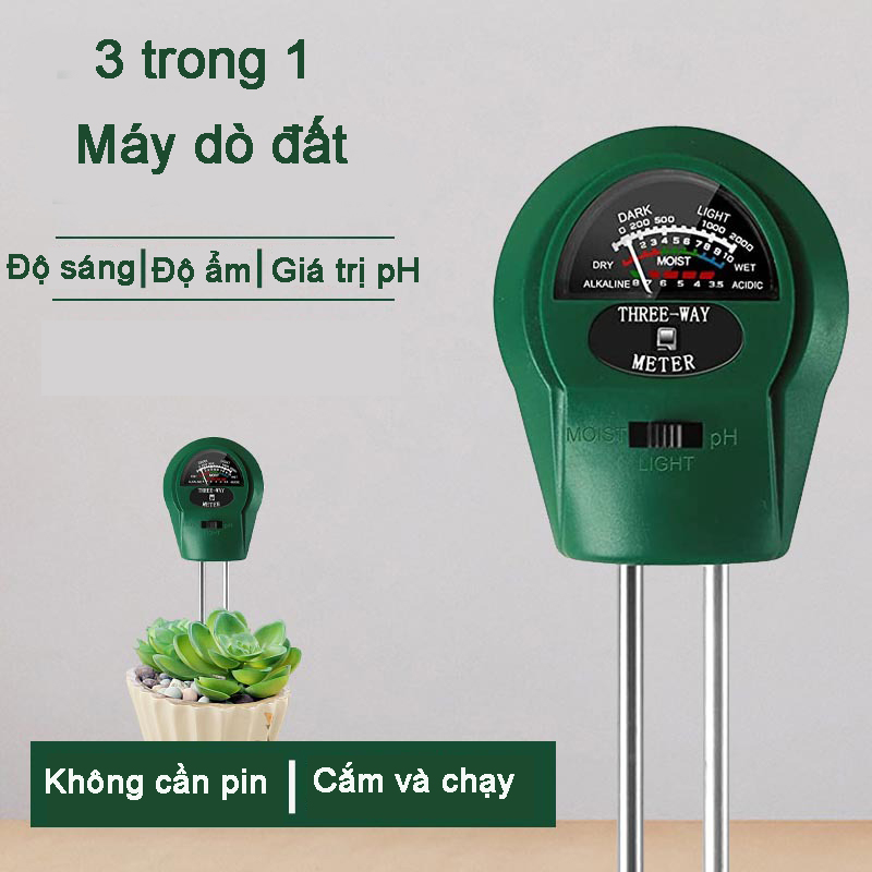 Máy kiểm tra độ axit và kiềm đất 3 trong 1 PH Meter Máy đo độ ẩm khô Máy đo độ ẩm đất