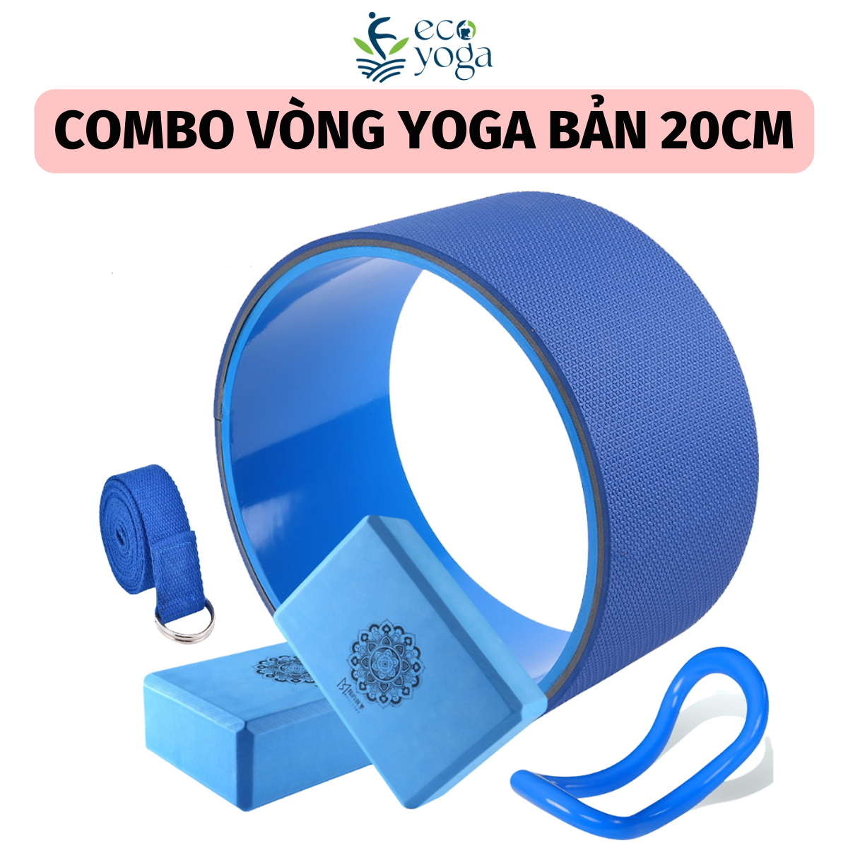 Combo vòng yoga gai 33cm, 2 gạch yoga, vòng tập yoga myring, dây tập yoga cotton-yoga qg-hỗ trợ các bài tập yoga, chất liệu cao cấp không độc hại