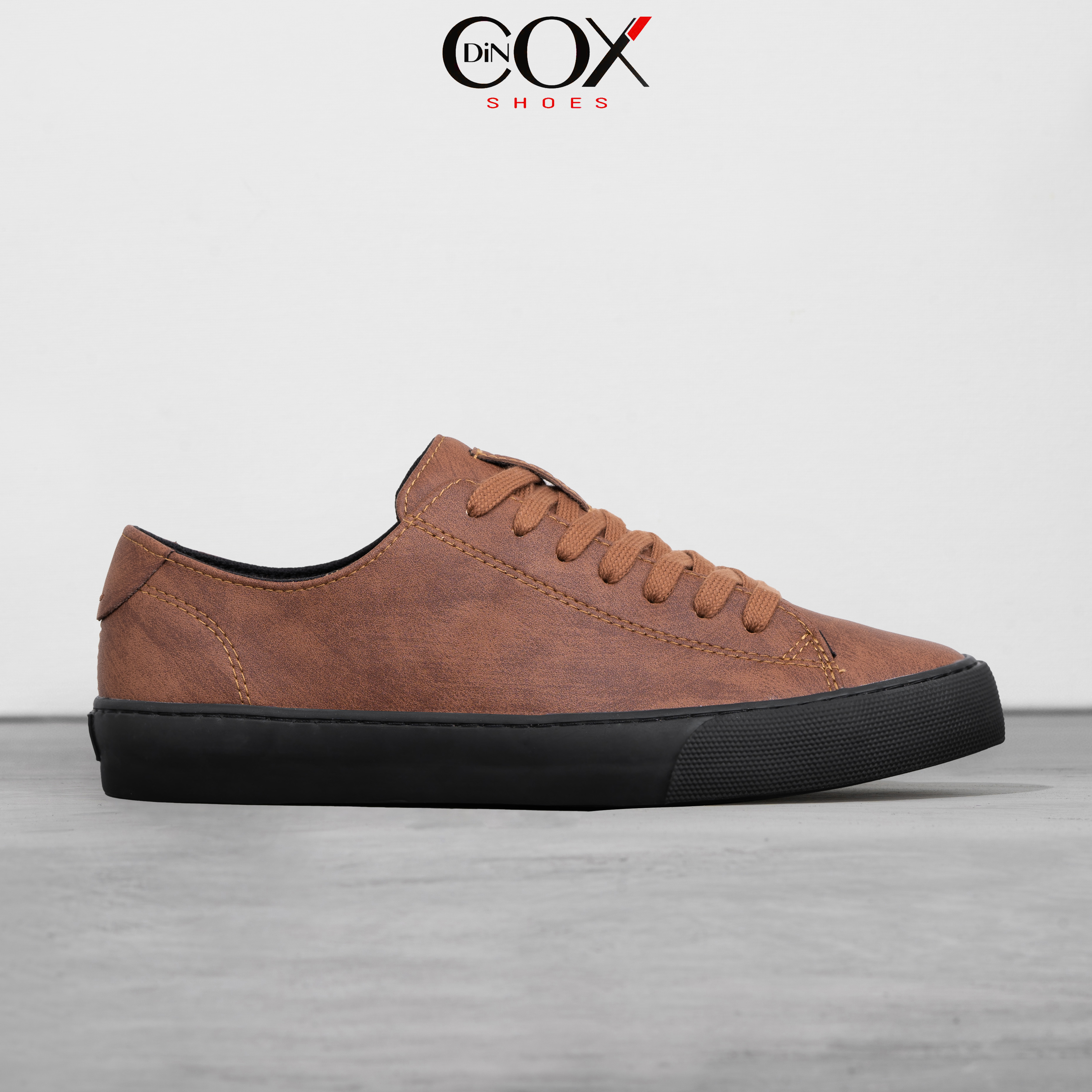 Giày Sneaker Da Nam Dincox D34 Brown Unisex Sang Trọng Đơn Giản
