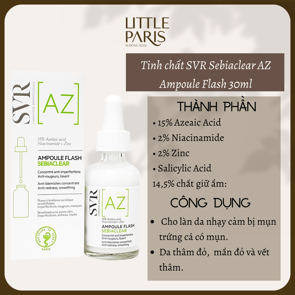 Tinh chất svr sebiaclear az ampoule flash giảm mụn giảm thâm đỏ 30ml