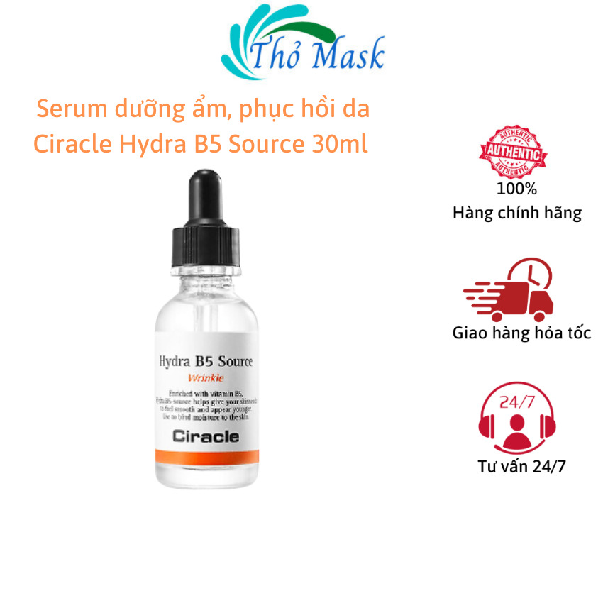 Serum dưỡng trắng da mặt hydra b5 sáng da cải thiện nếp nhăn làm chậm quá trình lão hóa. Tinh chất dưỡng da cấp ẩm tăng độ đàn hồi ngăn ngừa mụn Ciracle Source Hàn Quốc. ThoMask