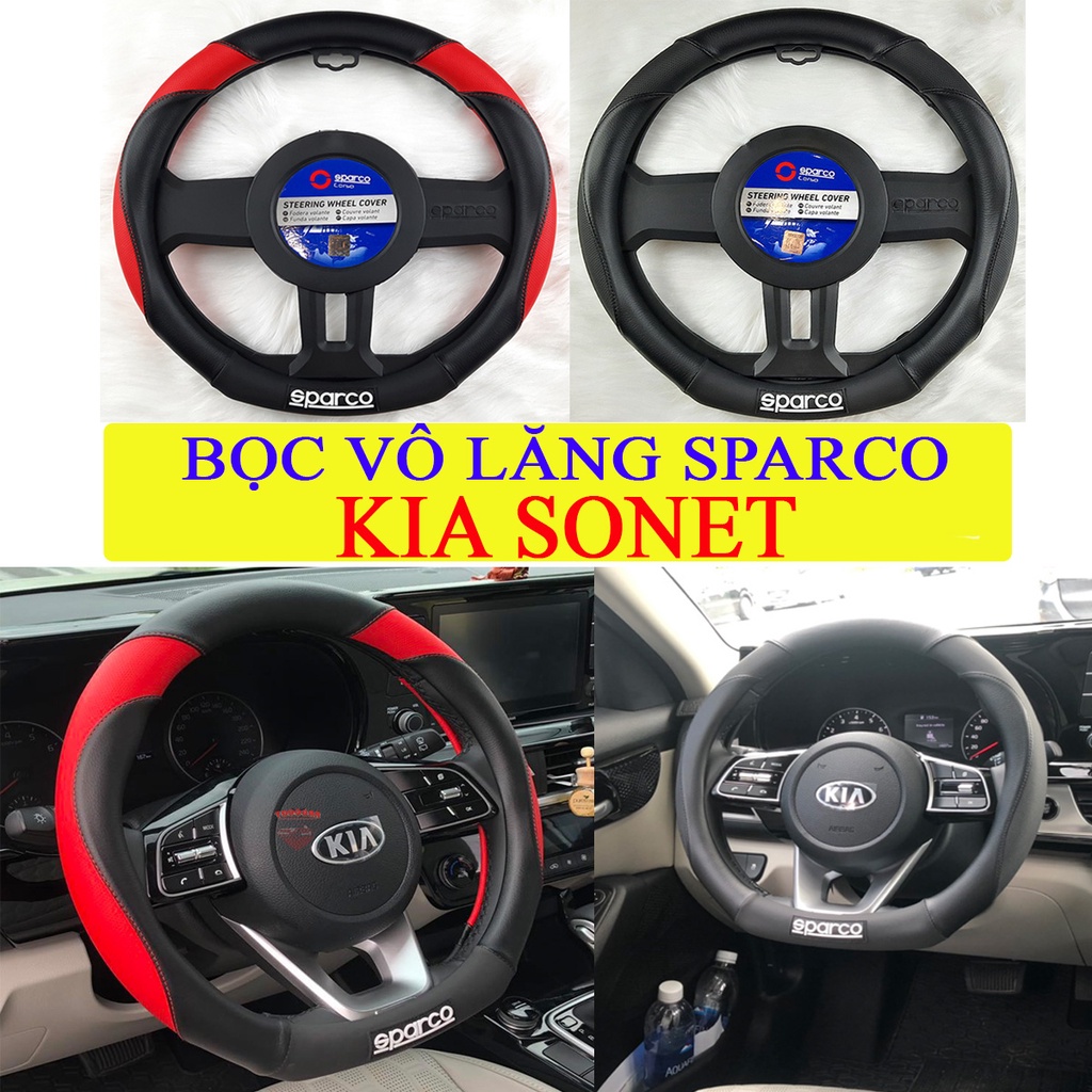 Bọc vô lăng kia sonet | bọc vô lăng sparco spc1116rd và spc1116bk chính hãng cho xe kia sonet- bọc vô lăng sparco dcut spc116rd chính hãng