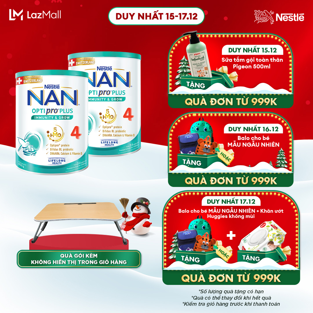CHỈ 15-17.12 TẶNG QUÀ DH 249K-SLCH New Bộ 2 lon Sữa bột Nestlé NAN OPTIPRO