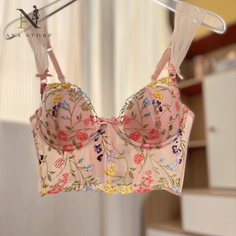 Áo bra corset ren thuê hoa mút mỏng có gọng nâng ngực