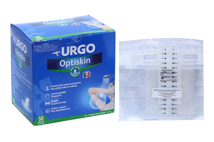 Băng cá nhân Urgo Optiskin bản lớn 100X70mm có gạc vô trùng, dùng ngay cho vết thương lớn,vết phẫu thuật