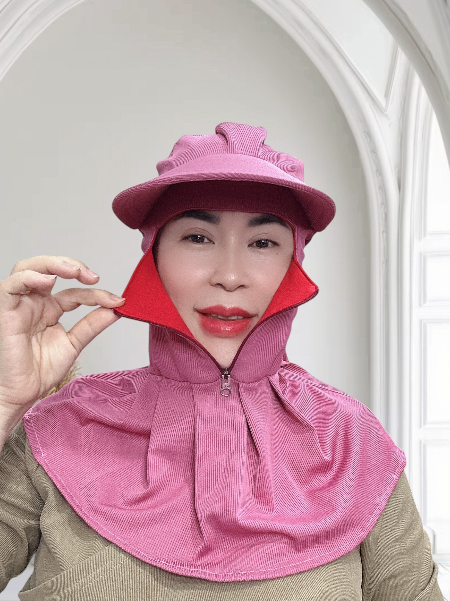 Nón chống nắng vải thun 2 lớp có lót lưới dê dàng đội trong nón bảo hiểm Kim Yến Mẹ và Bé