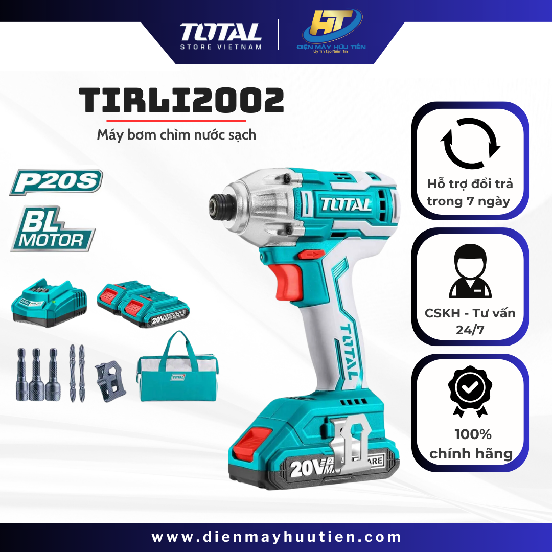 Máy siết vít dùng pin KHÔNG CHỔI THAN Total TIRLI2002