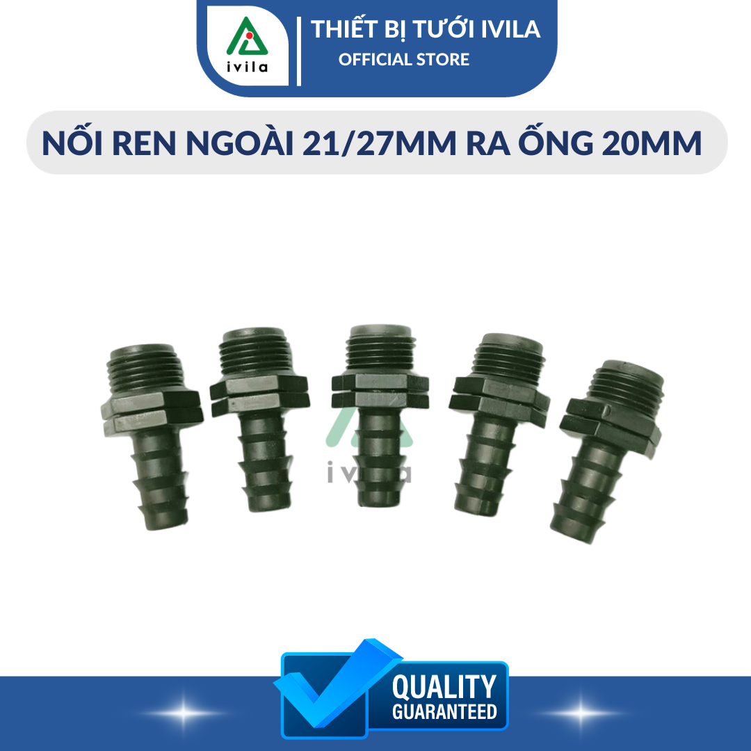 Combo 5 nối ren ngoài ldpe 20 - đâu nối ren trong 21/27 ra ống 20mm - tháo lắp dễ dàng - bảo hành 12 tháng