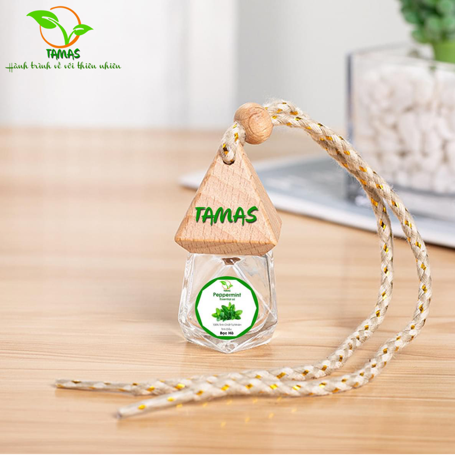 Chai khuếch tán tinh dầu Bạc Hà nguyên chất-Treo xe tinh dầu Bạc Hà - Khử mùi hôi xe, thư giãn, chống buồn nôn, chống say xe