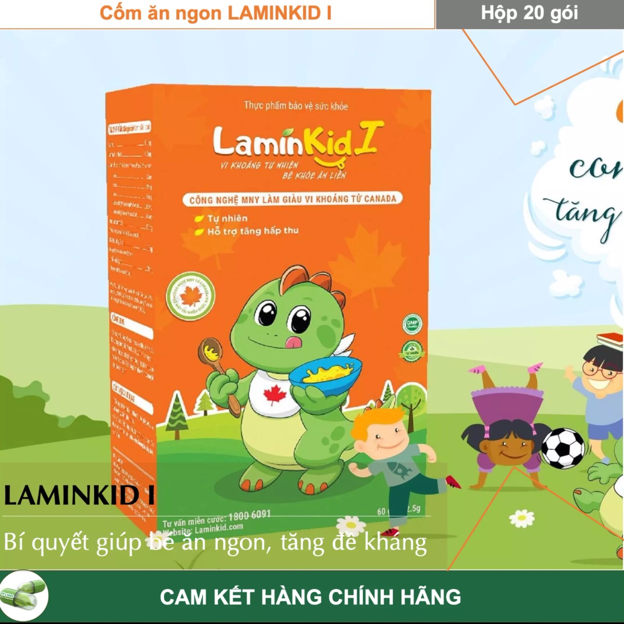 [Hoàn tiền 6%] LaminKid I ( hộp 20 gói) - Giúp trẻ ăn ngon tăng sức đề kháng - Lamin Kid - Lamin Kid LaminKid I