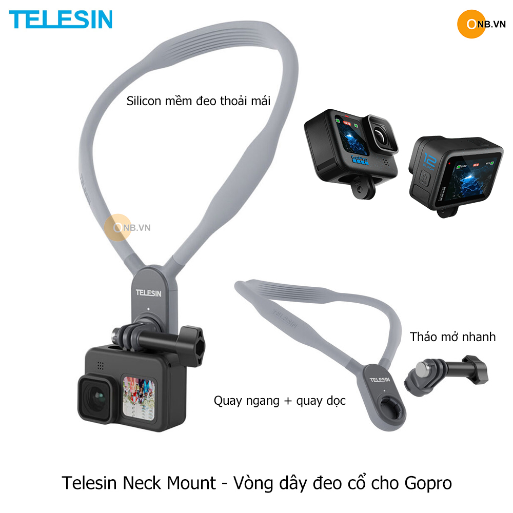 Telesin neck mount - vòng dây đeo cổ gopro 12 - action 4