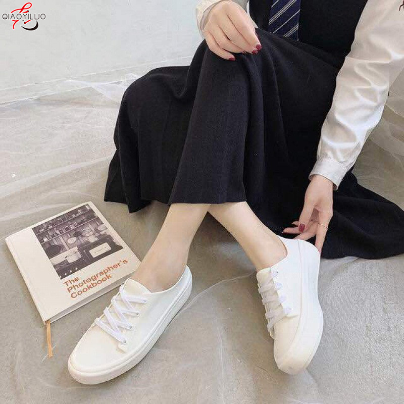 QiaoYiLuo Giày Nữ Giày Màu Trắng Dễ Thương Thời Trang Phiên Bản Hàn Quốc