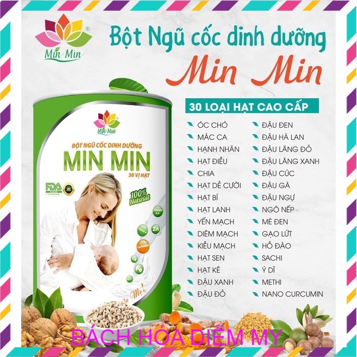 Bột ngũ cốc dinh dưỡng minmin chính hãng, ngũ cốc lợi sữa minmin mẫu mới - 29 loại hạt