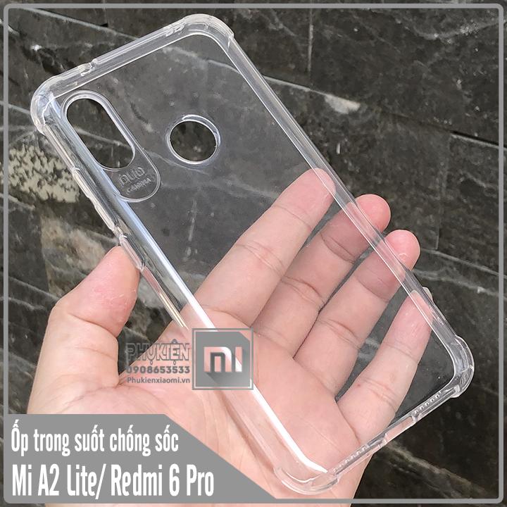 Ốp lưng cho Xiaomi Mi A2 Lite / Redmi 6 Pro, trong suốt chống sốc 6D