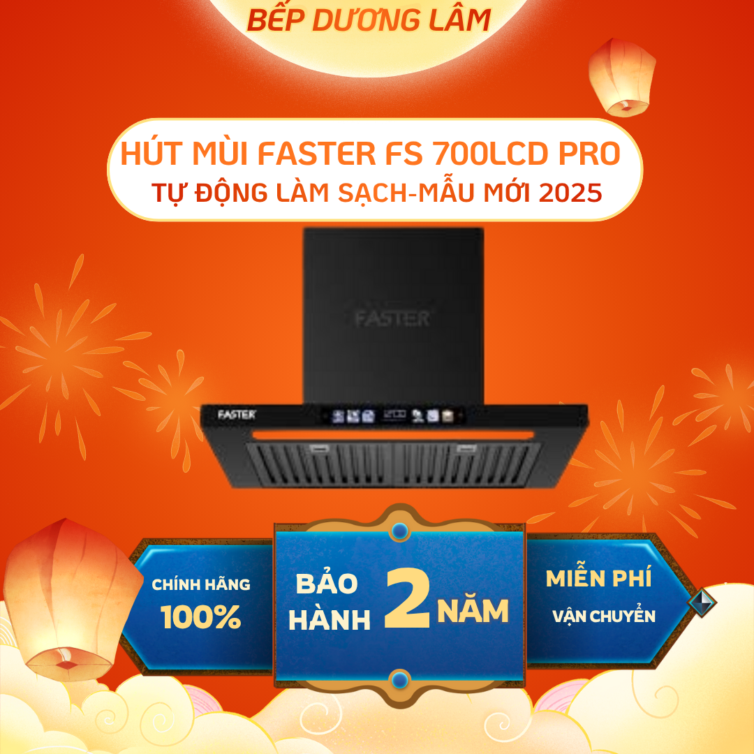 Hút mùi nhà bếp Faster FST 700LCD PRO | Hút mùi chữ T động cơ BLDC | 9 Cấp độ hút | Cảm ứng, cảm biến, tự làm sạch