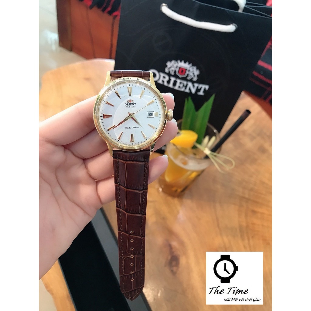 Đồng hồ nam Orient Bambino Gen 1 mặt trắng viền vàng hồng case 40.5mm. 3atm