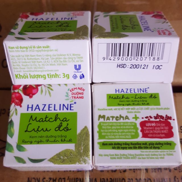 Kem nén Hazeline matcha Lựu đỏ (3gram)