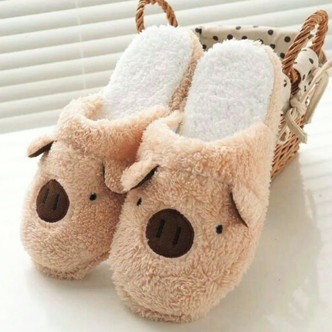 Dép lông mang trong nhà hình heo hình gấu, dép bông hình mặt lợn ỉn, dép đi trong nhà hình heo hình gấu, dép lông con heo, dép bông heo