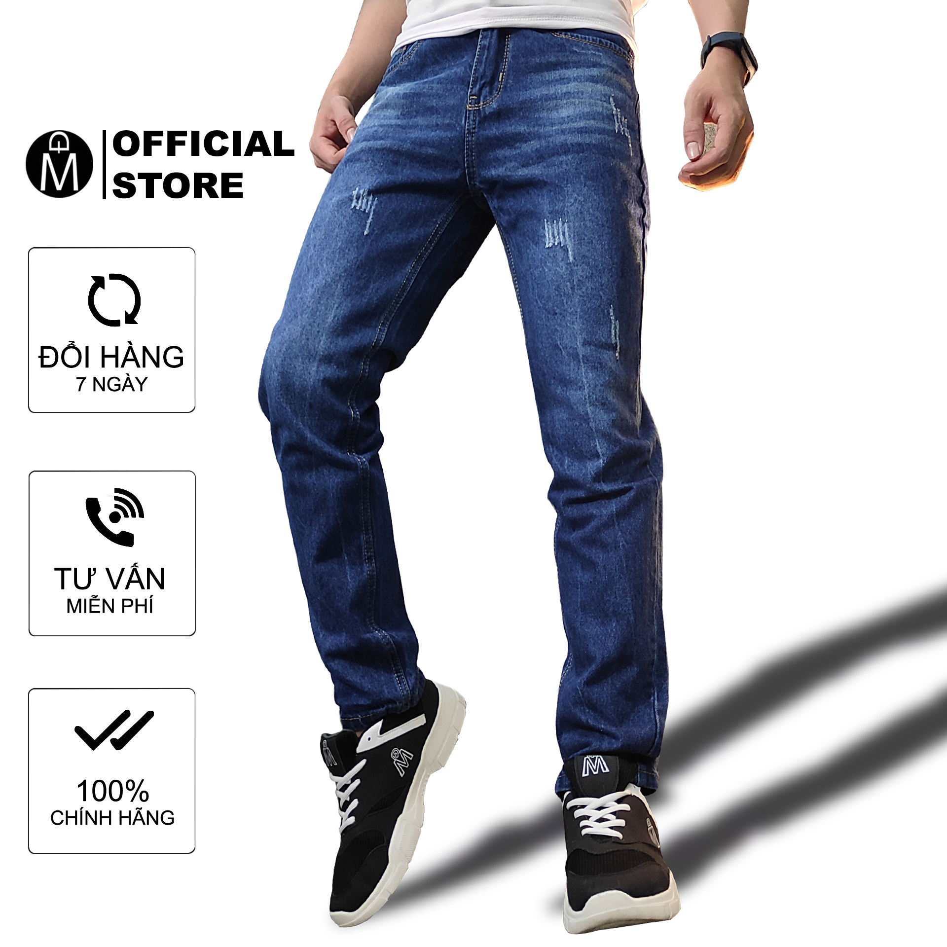 Quần jean nam ống suông MĐ Q156 không co giãn loại tốt