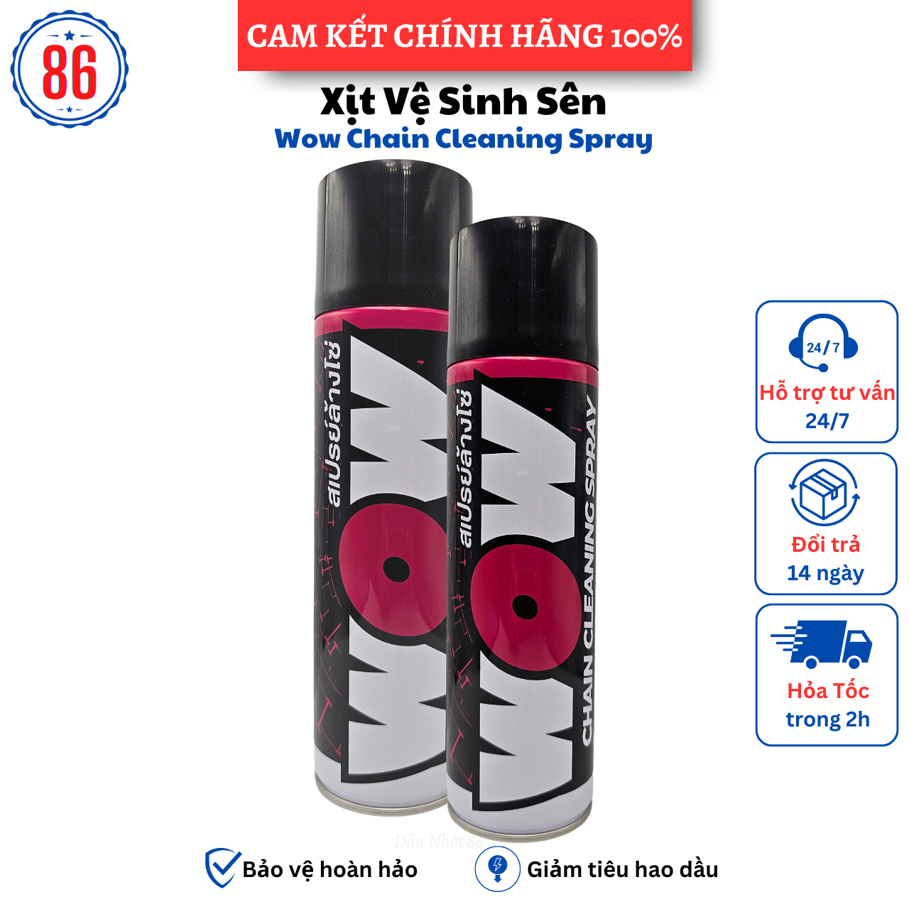 Rửa sên,vệ sinh sên cao cấp Wow Spray 600ML sản xuật tại Thái Lan,Hàng chính hãng chất lượng tuyệt vời