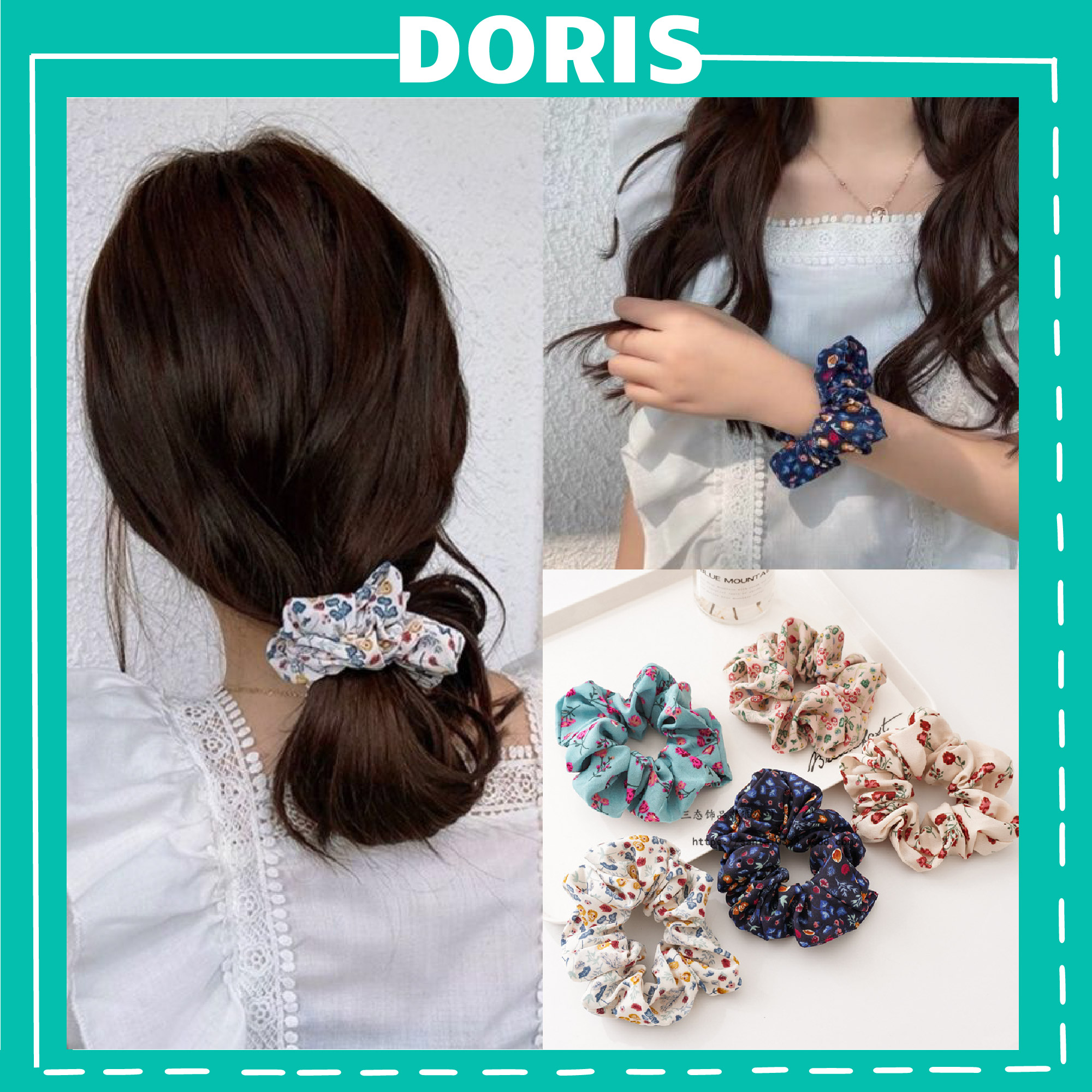 Dây cột tóc Scrunchies Hoa đáng yêu - DORIS HOUSE