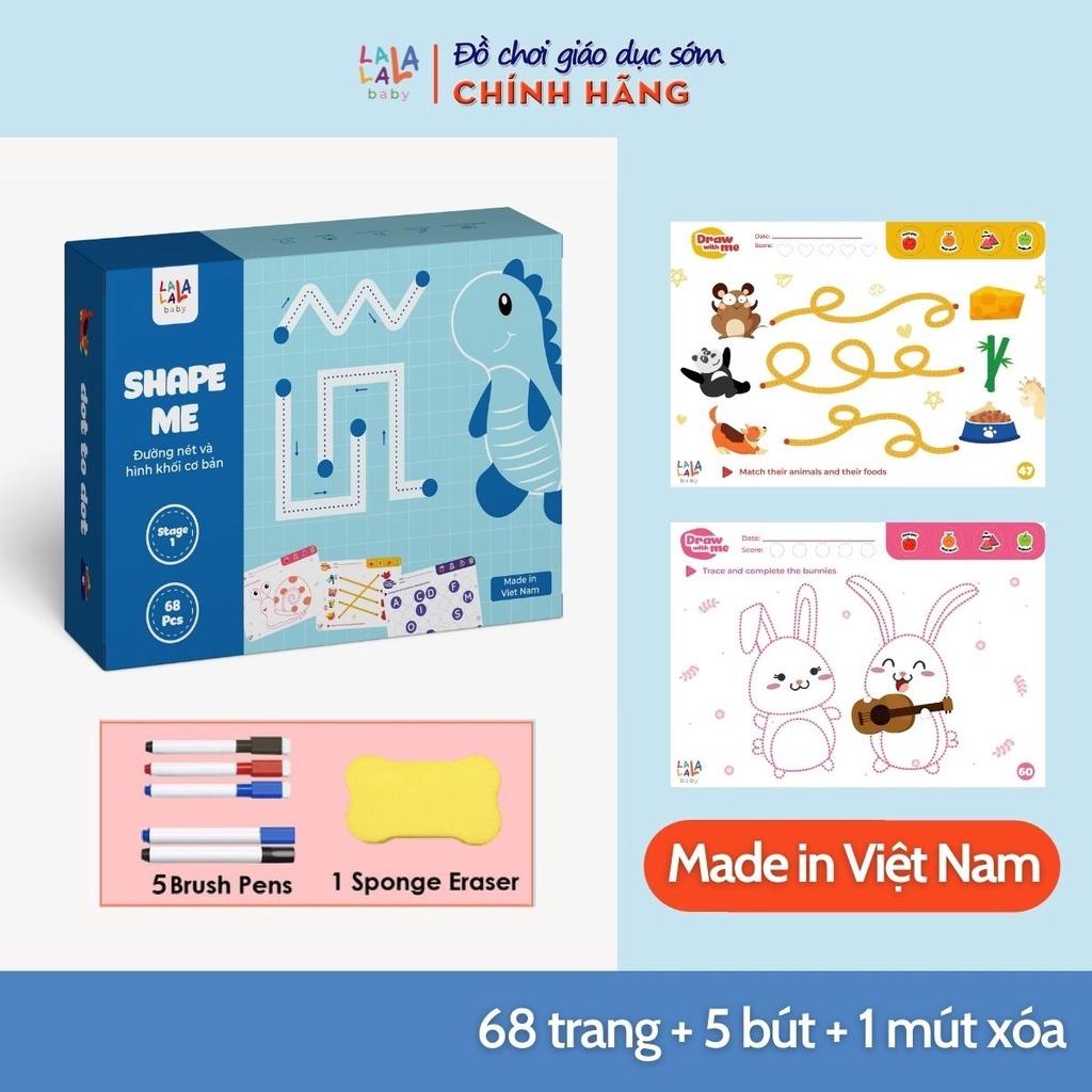 Sách Tô Xóa Thông Minh Lalala Baby Cho Bé, Học Liệu Giáo Dục Sớm - 68 Trang Màu Kèm Bút