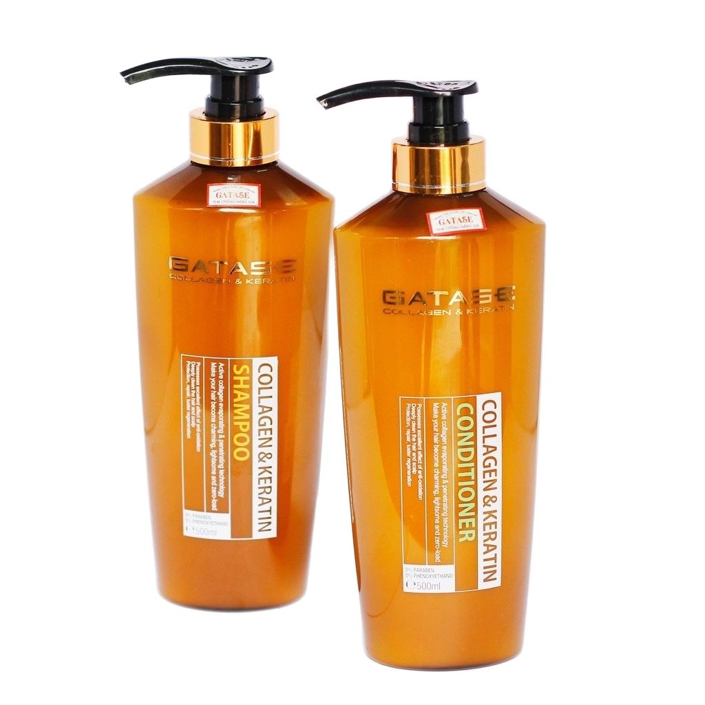 Dầu gội xả suôn mượt Gatase Collagen & Keratin 500mlx2