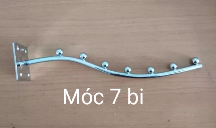 Combo 2 móc treo quần áo Inox gắn tường 7 bi dạng lượn