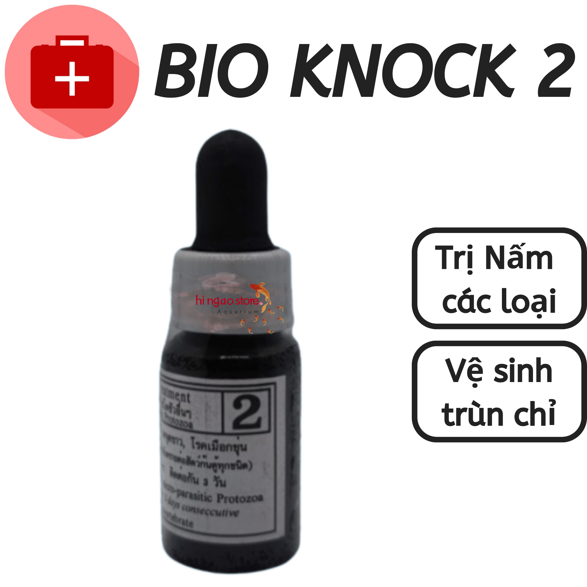 Bio Knock 2: Chuyên Diệt Nấm - Vệ sinh trùn chỉ (1 giọt pha 10l nước) - Sản phẩm giúp cá khỏe | Hingaostore.
