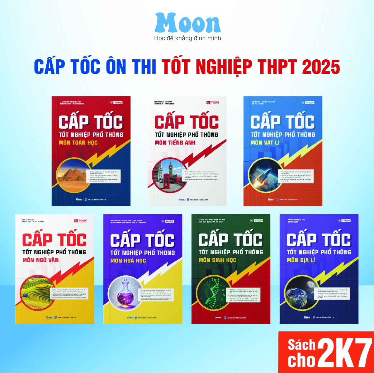 Tổng ôn cấp tốc Toán, Lý, Hoá, Anh 12, sách ôn luyện thi tốt nghiệp THPT 2025