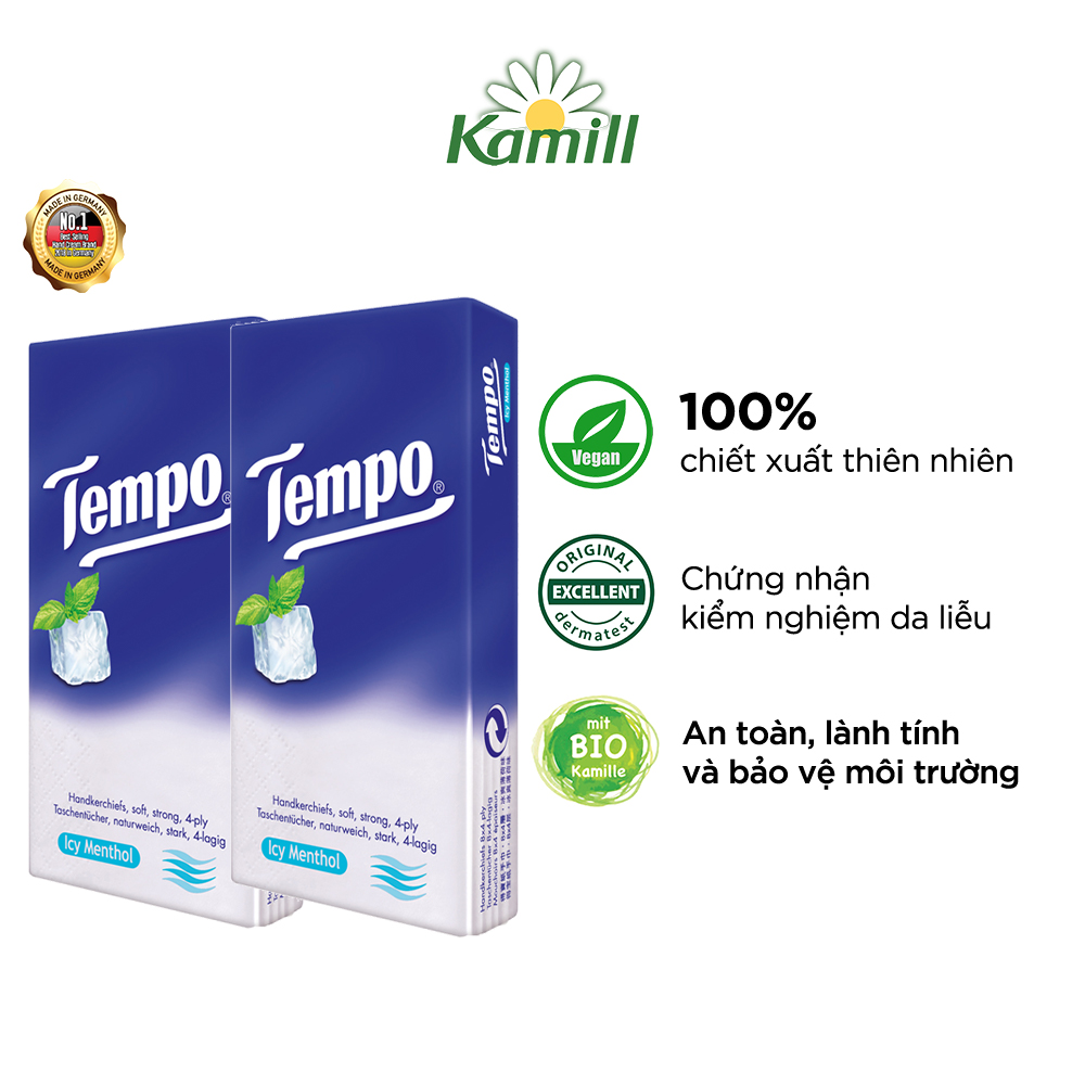 Tặng 2 gói Khăn giấy bỏ túi Premium Tempo Peptit Icy Menthol 4 lớp