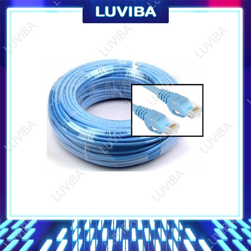 Dây mạng lan bấm sẵn 2 đầu cat5e 10m 15m 20m 25m 30m 40m 50m 60m internet luviba dm10