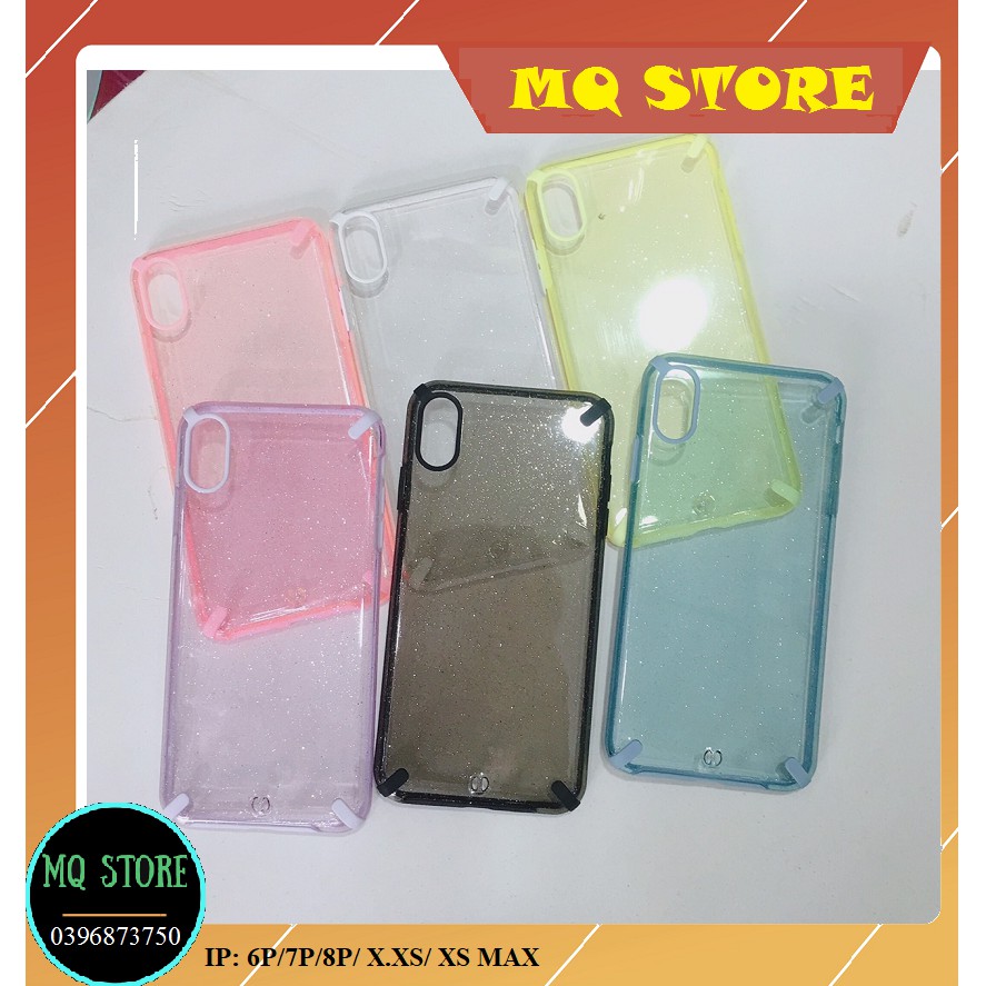 Ốp viền màu lưng trong nhũ kim tuyến chống ố, chống sốc cho iphone 6p,7p,8p,x,xs,xsmax