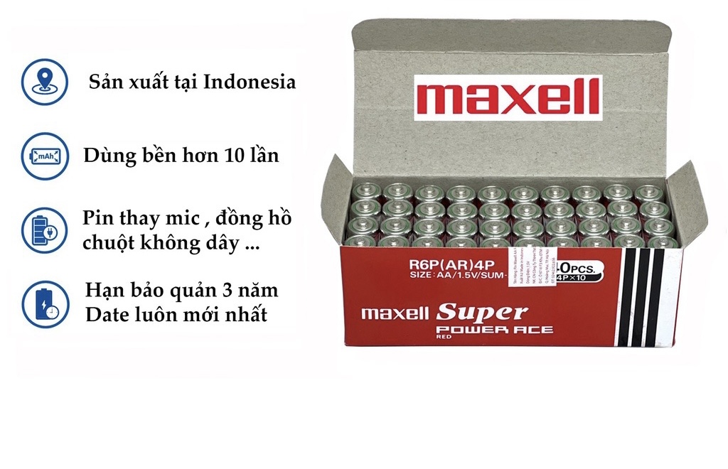 Pin tiểu maxell super đỏ 2a chính hãng- pin tiểu 3a nhỏ - pin sạc tích điện