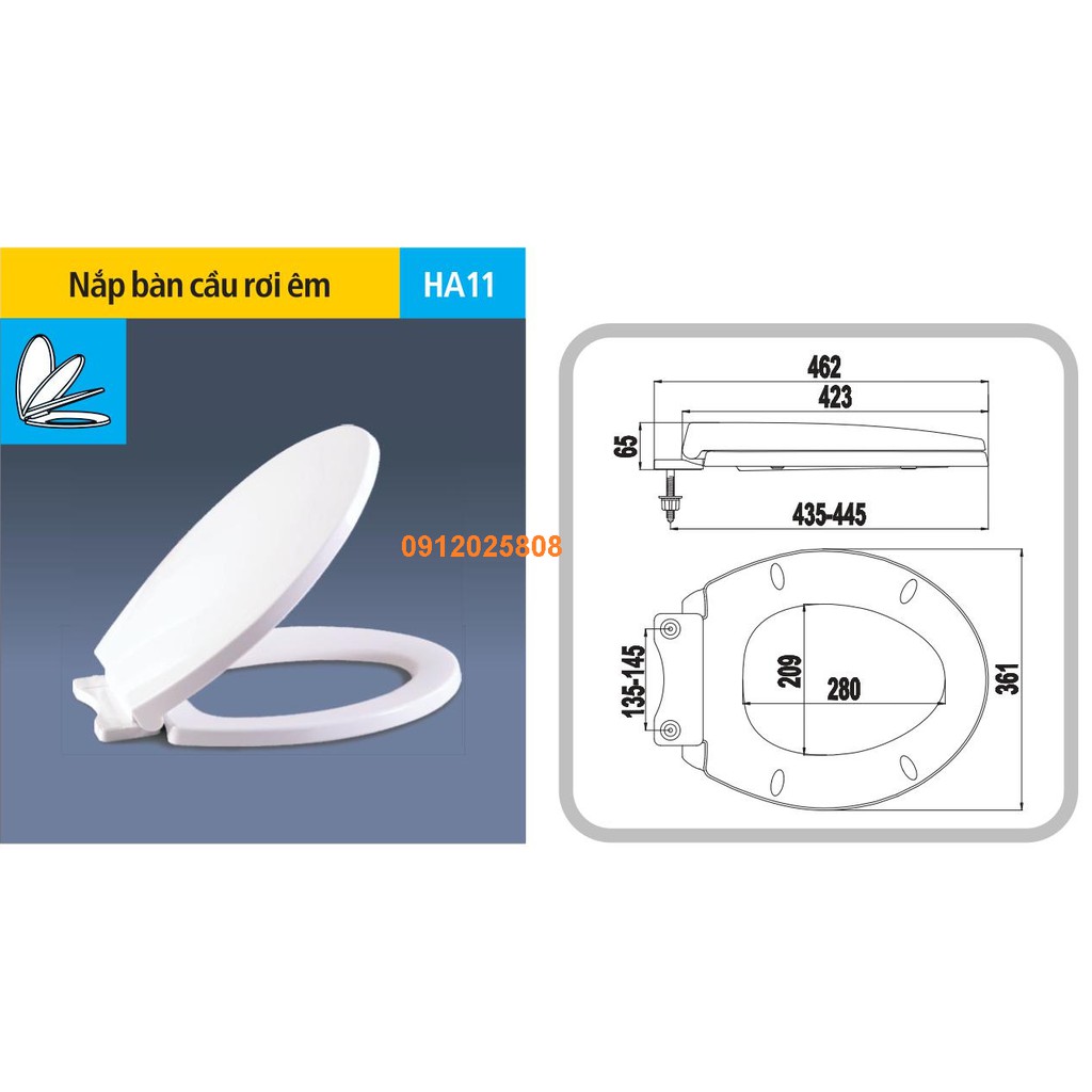 Ha11 - nắp bồn cầu rơi êm cao cấp hùng anh