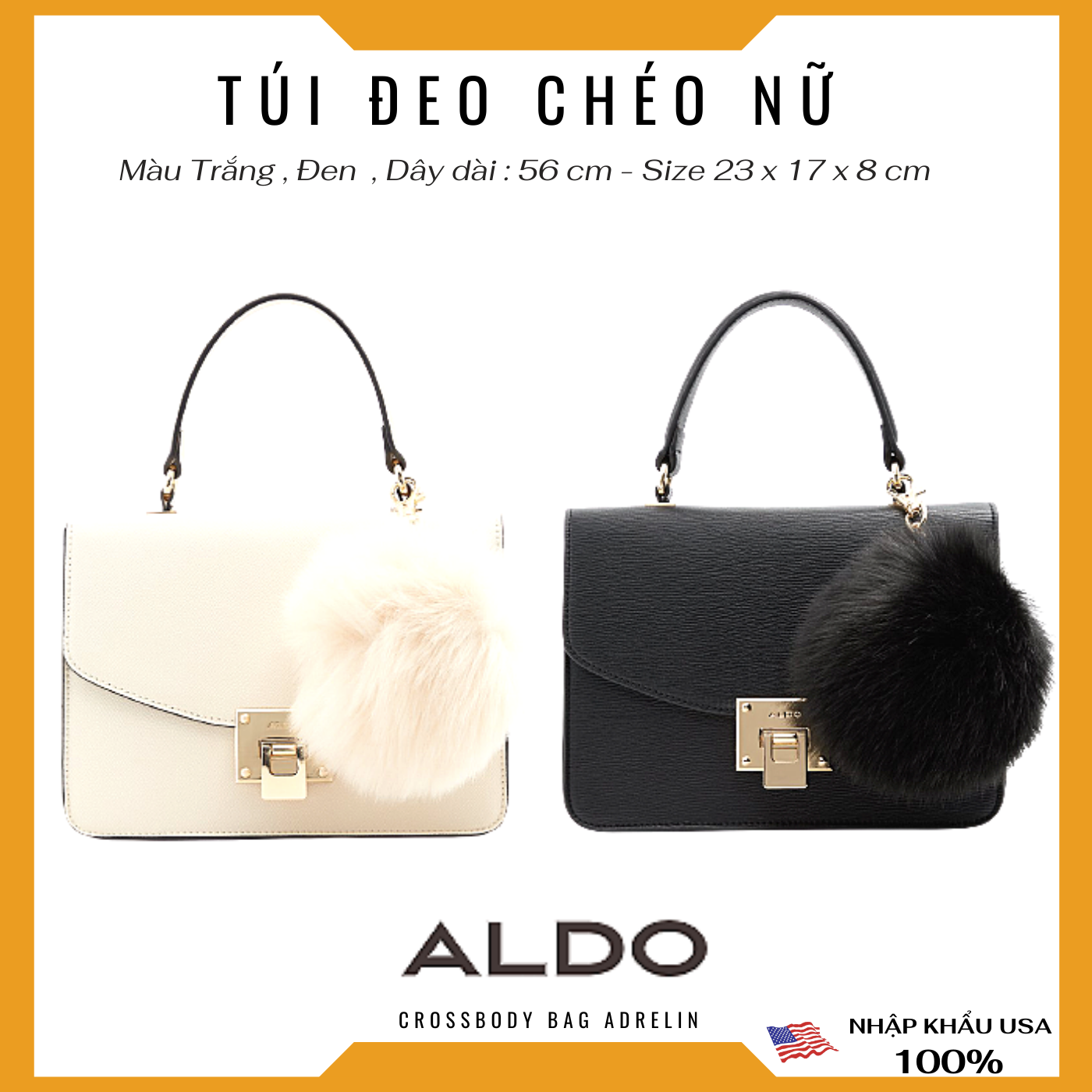[HCM]Túi Xách Đeo Chéo Nữ ADRELIN Thương Hiệu Aldo Mang Đa NăngChất Da Đẹp Size 23 cm Kiểu Hàn Quốc Nhập Khẩu USA