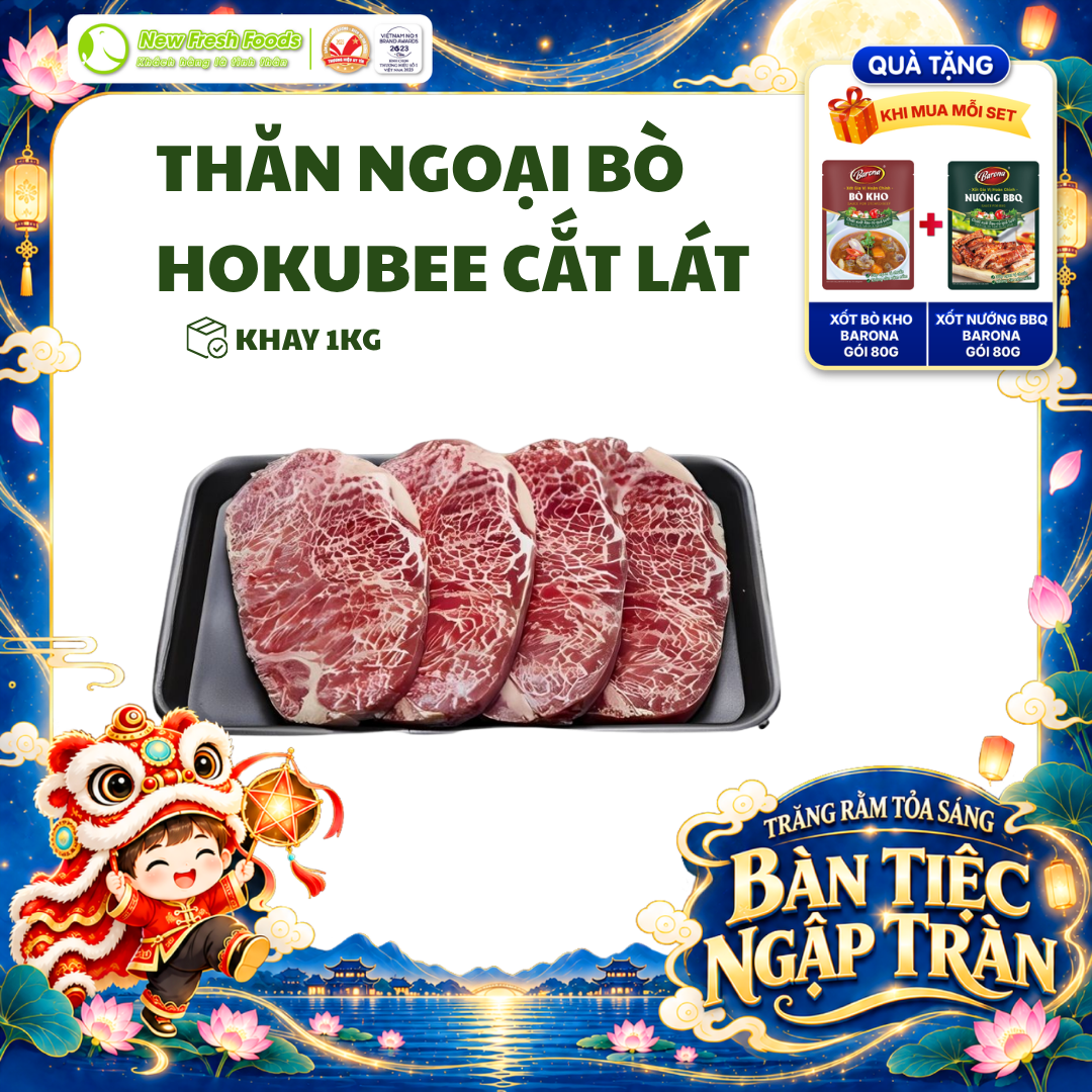 [HỎA TỐC HCM] Thăn Ngoại Bò Úc Hokubee thượng hạng thơm béo, xen kẽ vân mỡ cẩm thạch - Khay 1Kg