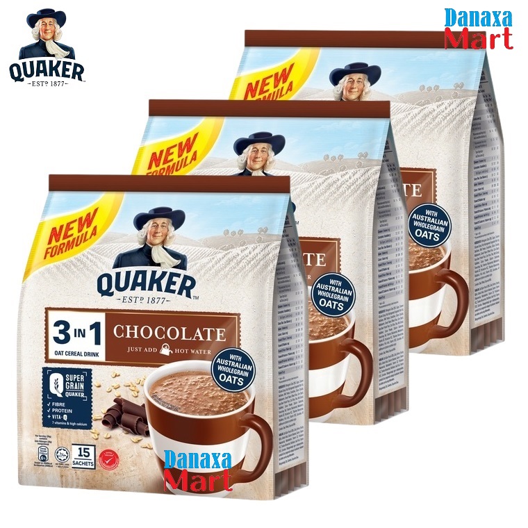 Combo 3 Gói Thức Uống Yến Mạch Quaker 3in1 Vị Chocolate